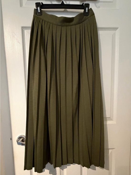 Alfred Sung Dresses & Skirts - Vintage Alfred Sung 100% Wool Pleated Midi Skirt Olive Green Size 8 Dry Cleaned